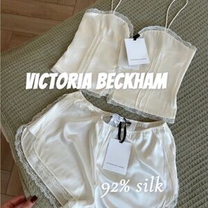 Victoria Beckham Silk Camisole and Shorts Set - White